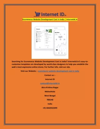 Ecommerce Website Development Cost in India  Internetid.in