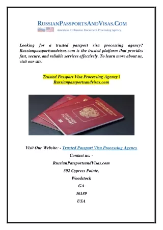 Trusted Passport Visa Processing Agency | Russianpassportsandvisas.com