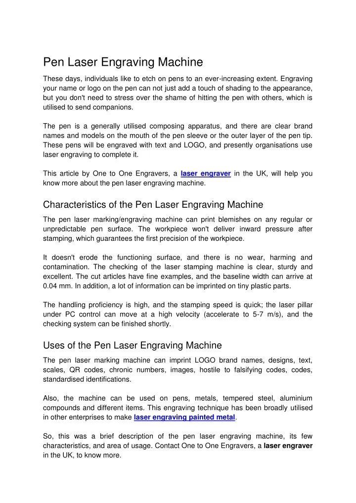 pen laser engraving machine