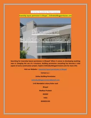township layout permission in bhopal  Onlinebuildingpermission.com