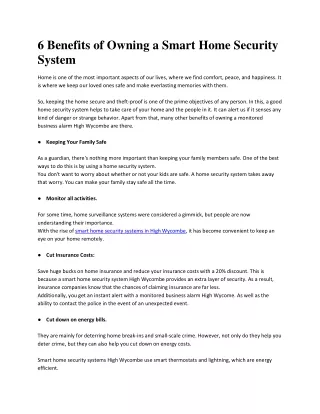 6 Benefits of Owning a Smart Home Security System