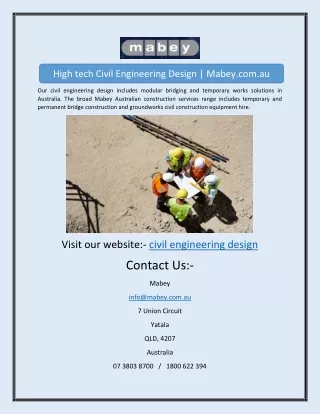 civil engineering designHigh tech Civil Engineering Design | Mabey.com.au