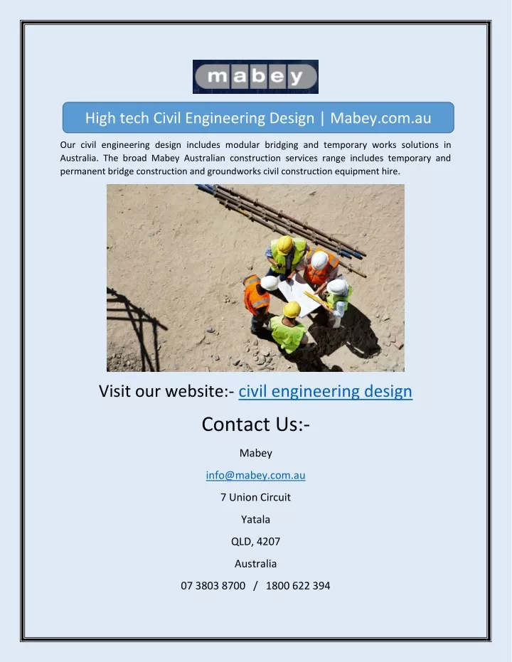 high tech civil engineering design mabey com au