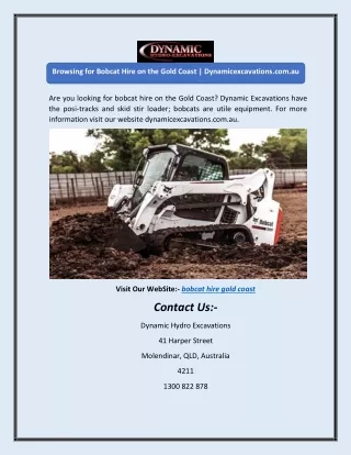 Browsing for Bobcat Hire on the Gold Coast | Dynamicexcavations.com.au