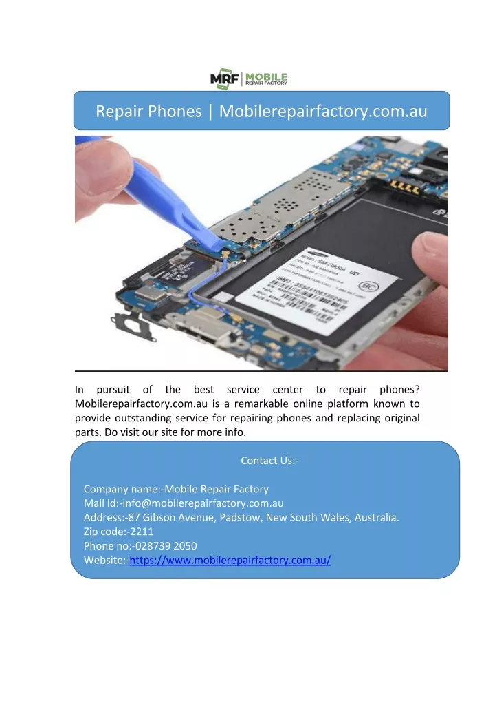 repair phones mobilerepairfactory com au