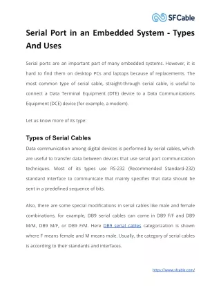 serial port in an embedded system types and uses