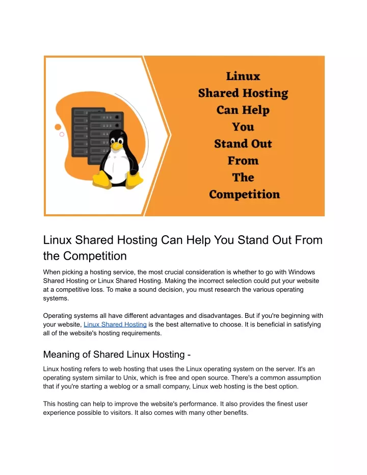 linux shared hosting can help you stand out from