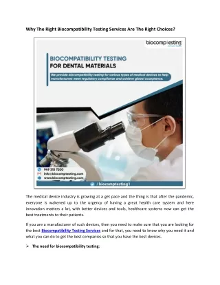 why the right biocompatibility testing services