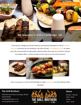 We Specialise in Grill in Cambridge – UK