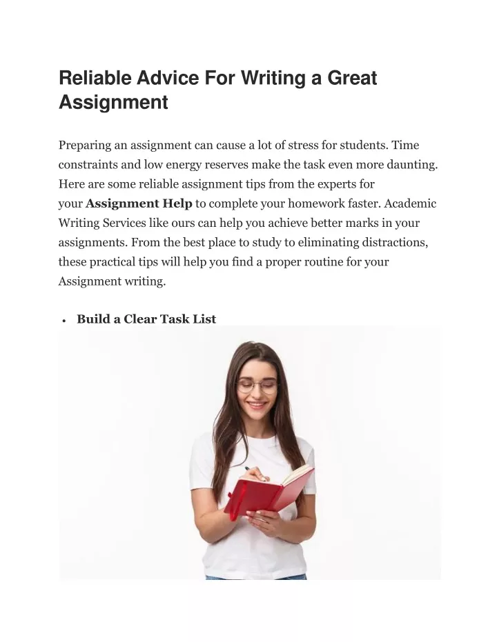 reliable advice for writing a great assignment