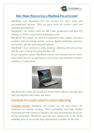 how many ways to use a macbook pro at events