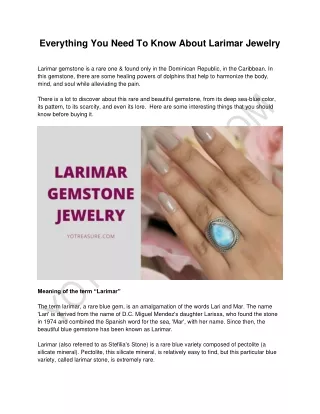Everything You Need To Know About Larimar Jewelry
