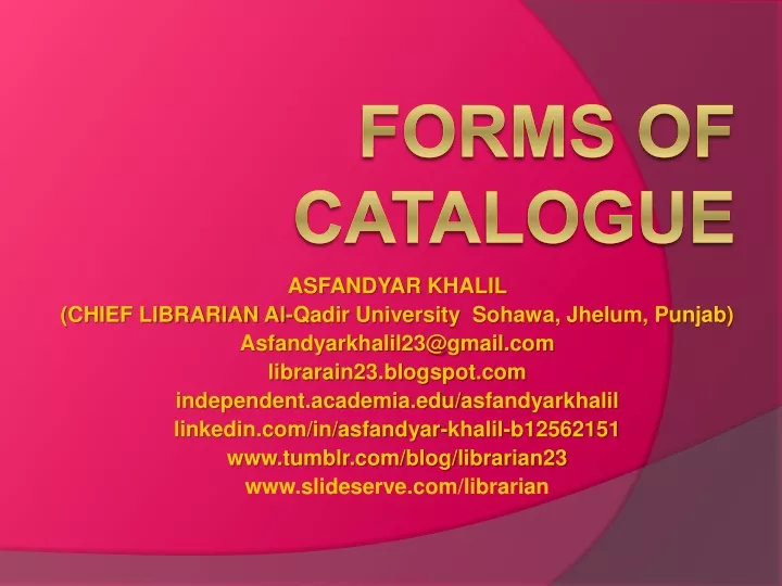 forms of catalogue