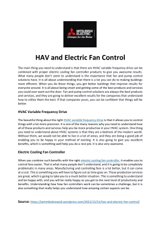 hav and electric fan control