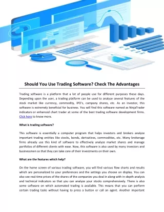 Should You Use Trading Software Check The Advantages