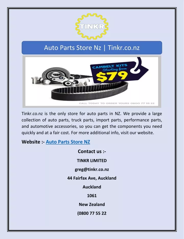 auto parts store nz tinkr co nz