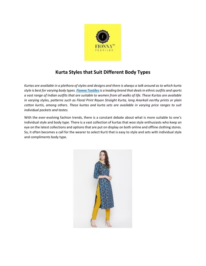 kurta styles that suit different body types