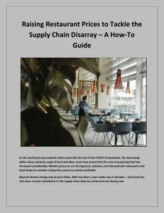 raising restaurant prices to tackle the supply