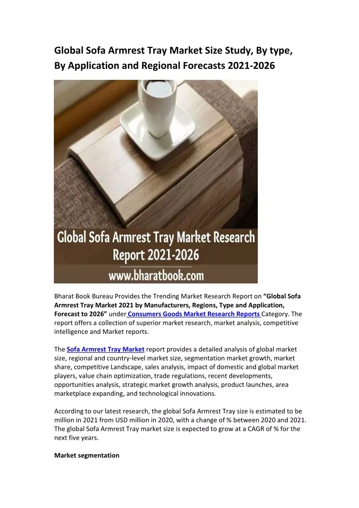 global sofa armrest tray market size study