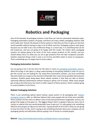 robotics and packaging