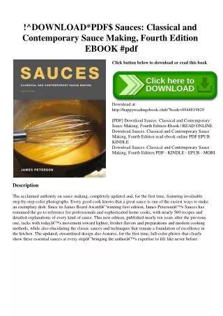 !^DOWNLOADPDF$ Sauces Classical and Contemporary Sauce Making  Fourth Edition EBOOK #pdf