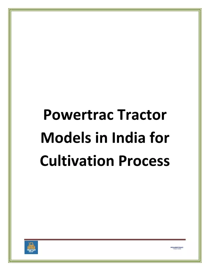 powertrac tractor models in india for cultivation