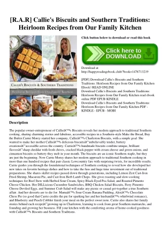 [R.A.R] Callie's Biscuits and Southern Traditions Heirloom Recipes from Our Family Kitchen EBOOK