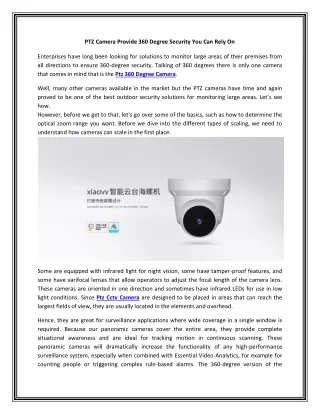 ptz camera provide 360 degree security