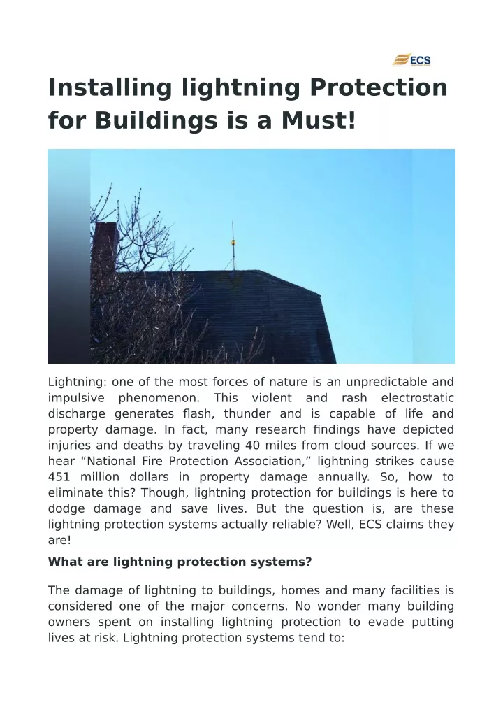 installing lightning protection for buildings