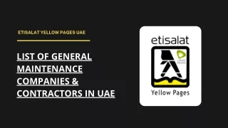 List of General Maintenance Companies & Contractors in UAE
