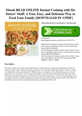 Ebook READ ONLINE Instant Cooking with Six Sisters' Stuff A Fast  Easy  and Delicious Way to Feed Your Family [DOWNLOAD