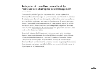 Trois points à considérer pour obtenir les meilleurs Devis Entreprise de déménagement