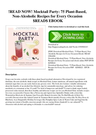 !READ NOW! Mocktail Party 75 Plant-Based  Non-Alcoholic Recipes for Every Occasion $READ$ EBOOK