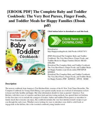 [EBOOK PDF] The Complete Baby and Toddler Cookbook The Very Best Purees  Finger Foods  and Toddler Meals for Happy Famil