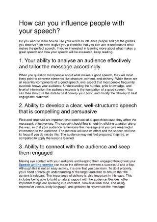 How can you influence people with your speech-converted