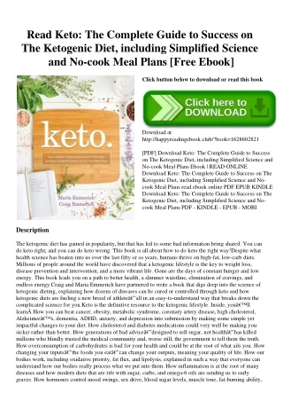 Read Keto The Complete Guide to Success on The Ketogenic Diet  including Simplified Science and No-cook Meal Plans [Free