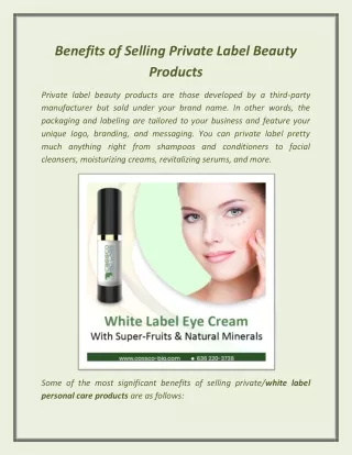 Benefits of Selling Private Label Beauty Products