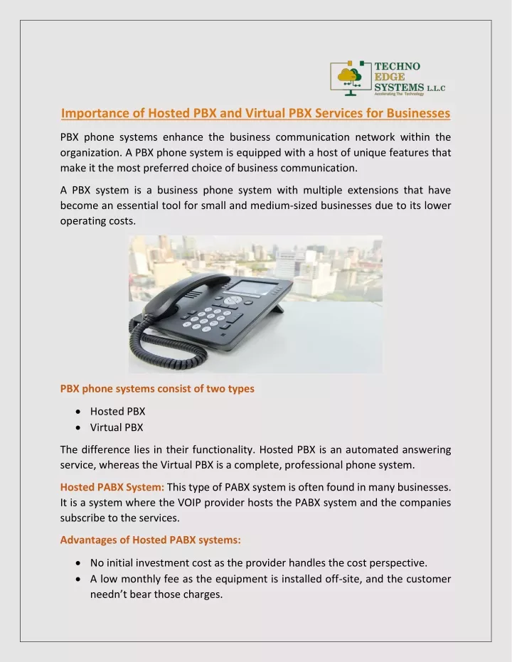 importance of hosted pbx and virtual pbx services