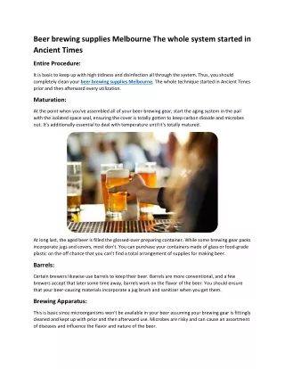 Beer brewing supplies Melbourne