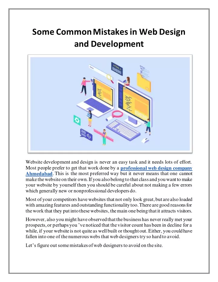 some common mistakes in web design and development