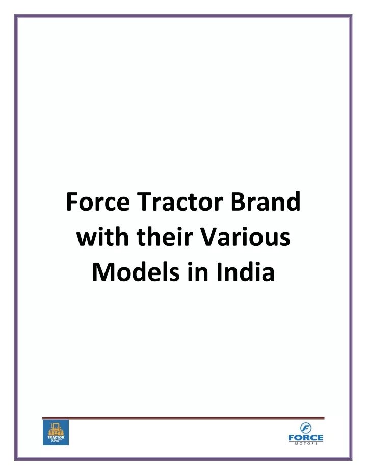 force tractor brand with their various models
