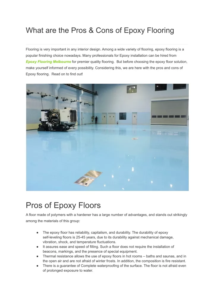 what are the pros cons of epoxy flooring