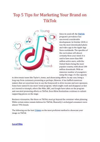 Top 5 Tips for Marketing Your Brand on TikTok