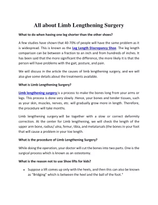 All about Limb Lengthening Surgery