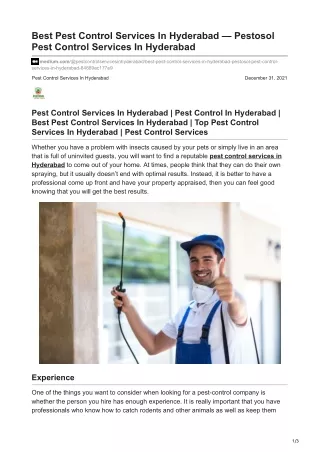 Best Pest Control Services In Hyderabad — Pestosol Pest Control Services In Hyderabad