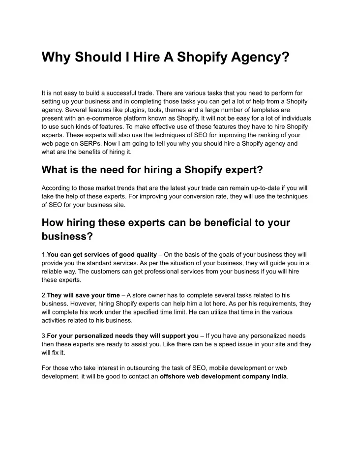 why should i hire a shopify agency