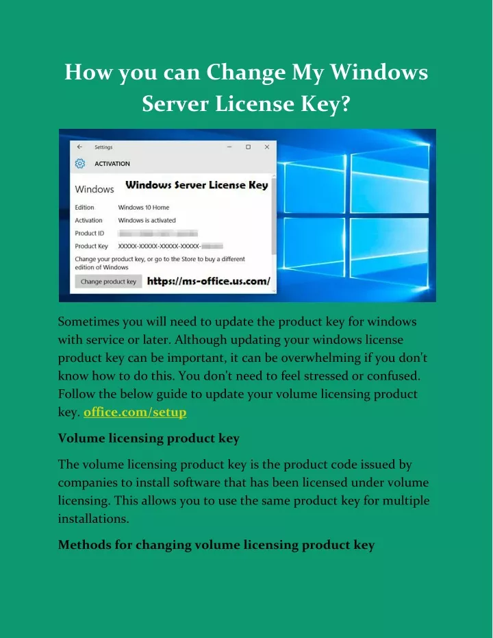 how you can change my windows server license key