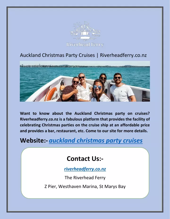 PPT Auckland Christmas Party Cruises Riverheadferry.co.nz