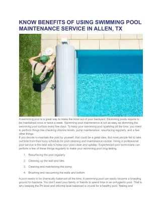 know benefits of using swimming pool maintenance