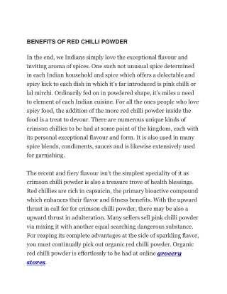 benefits of red chilli powder